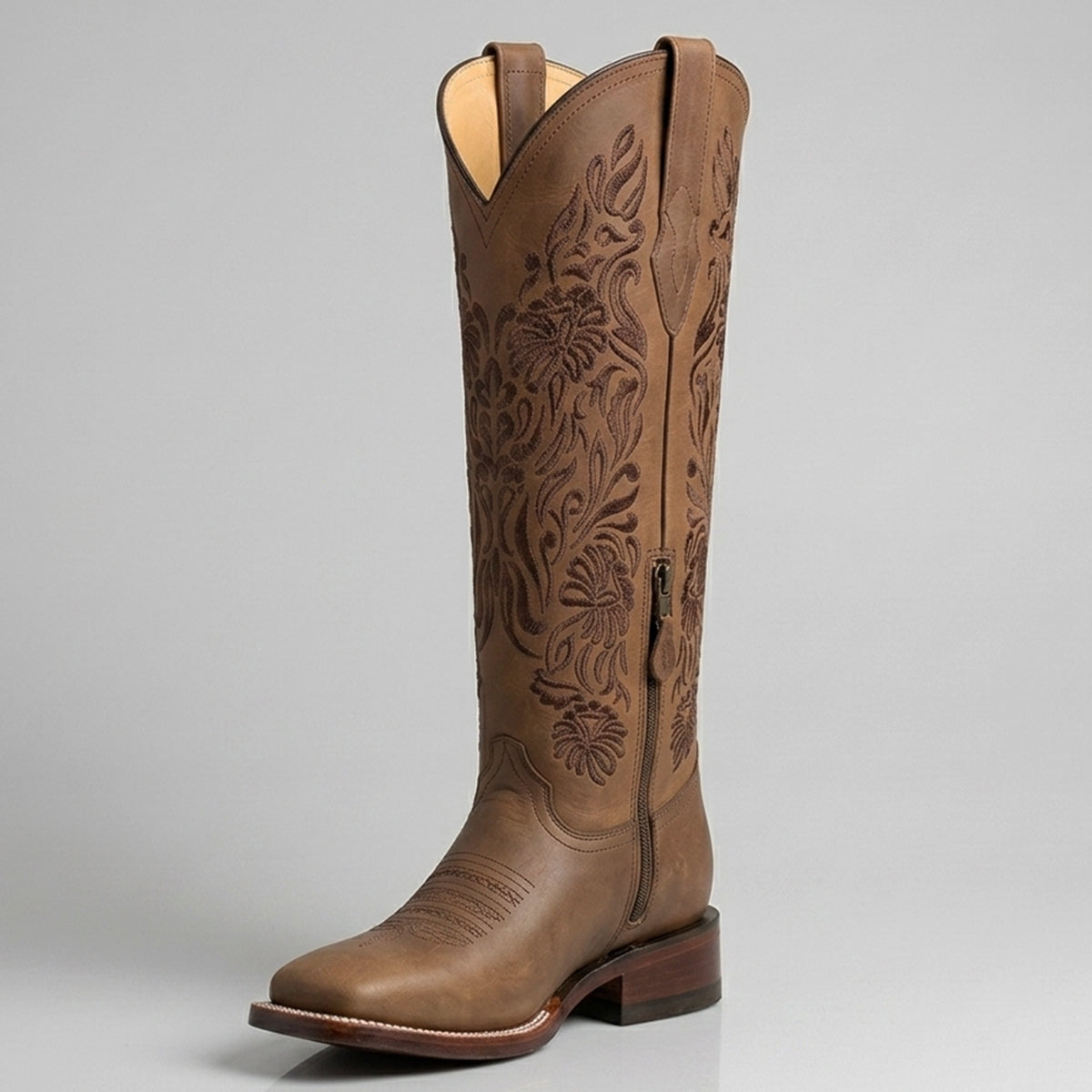 Doble R Women's Valencia 16" Floral Brown Cowgirl Boots