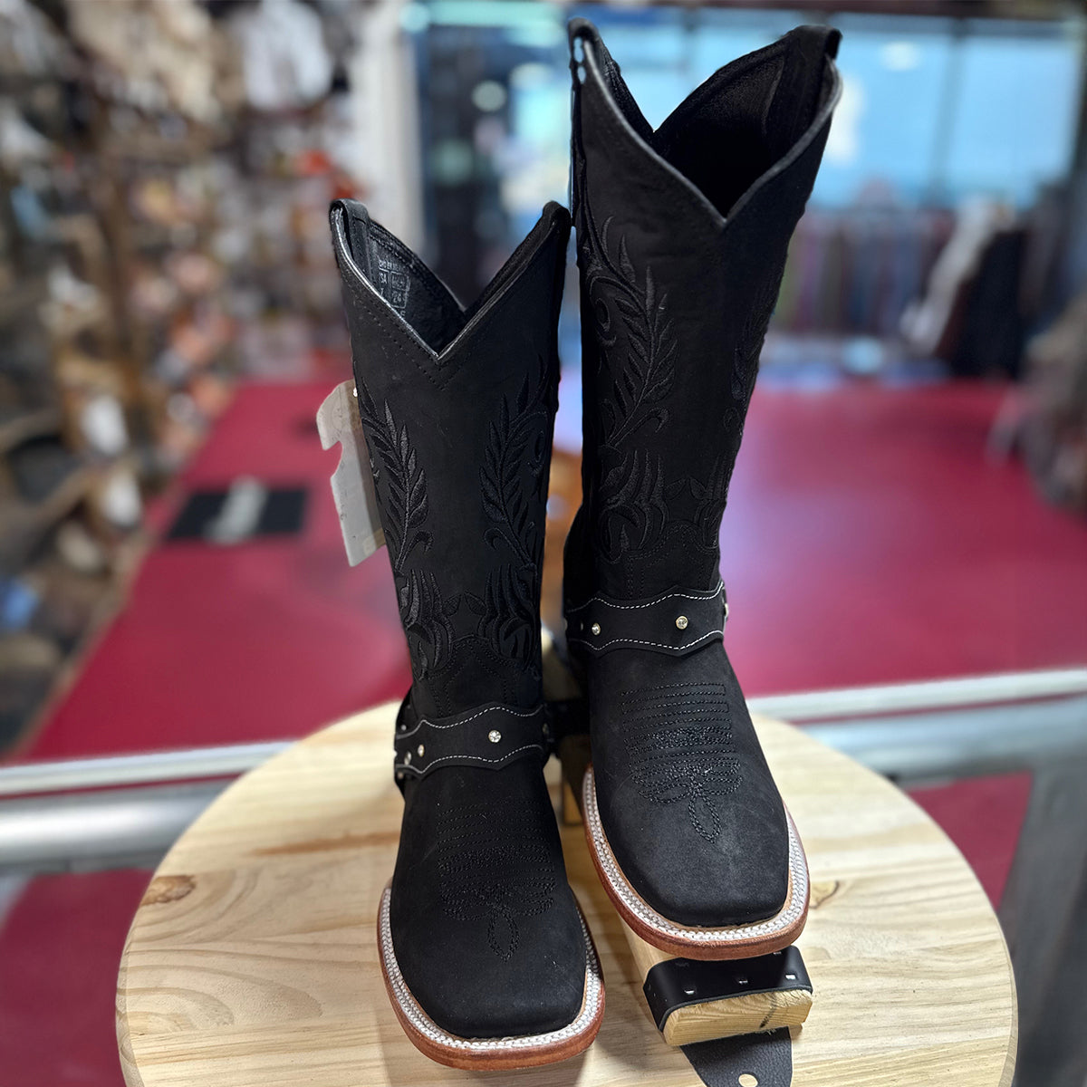 Women's Black Square-Toe Western Boots
