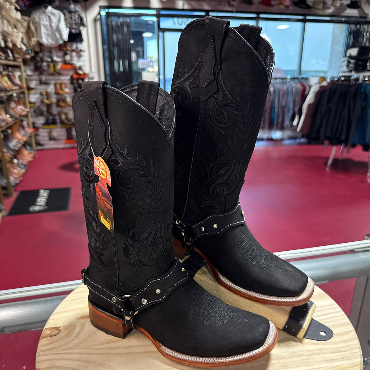 Women's Black Square-Toe Western Boots