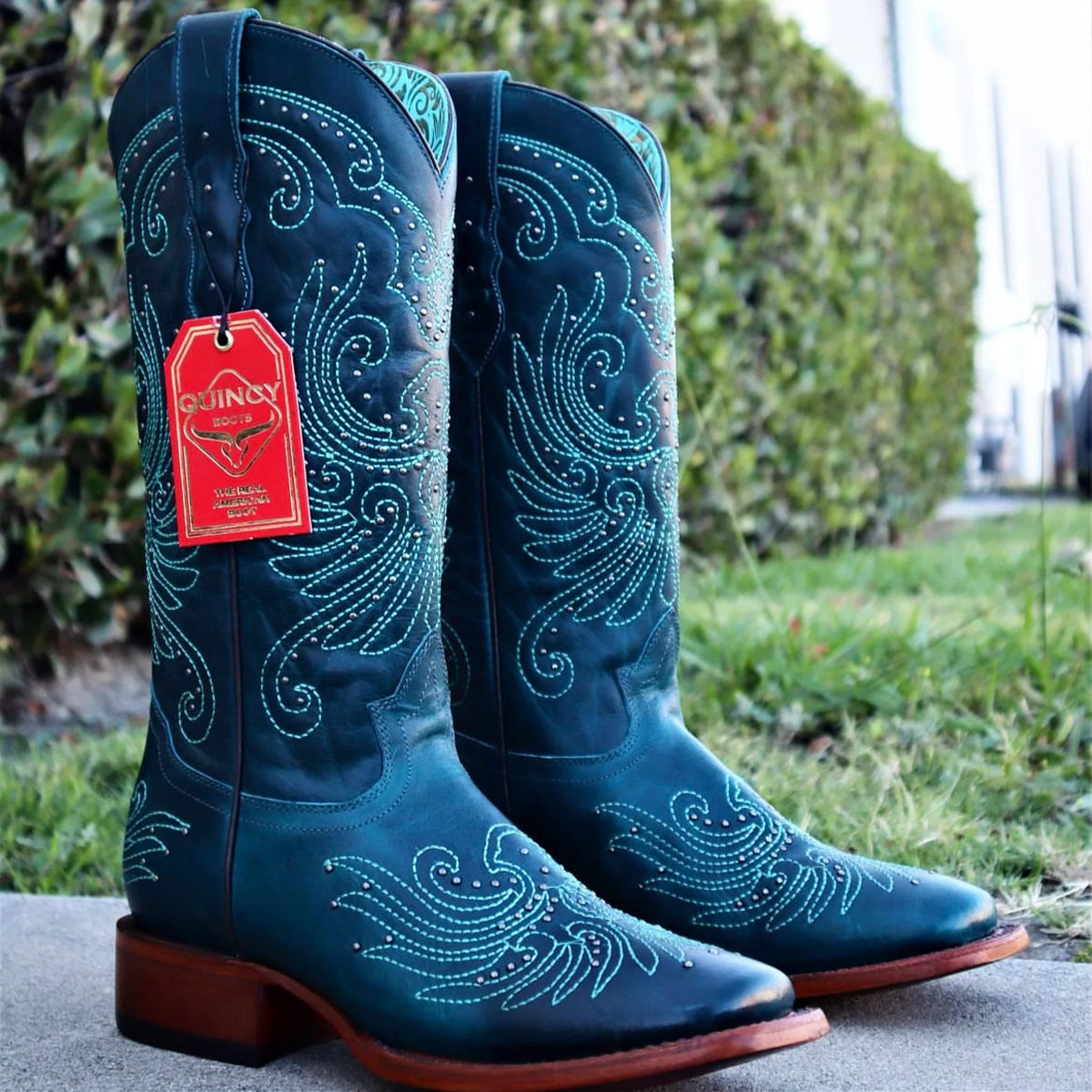 Women’s Blue Square-Toe Cowgirl Boots