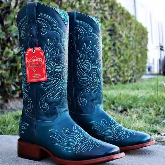 Women’s Blue Square-Toe Cowgirl Boots