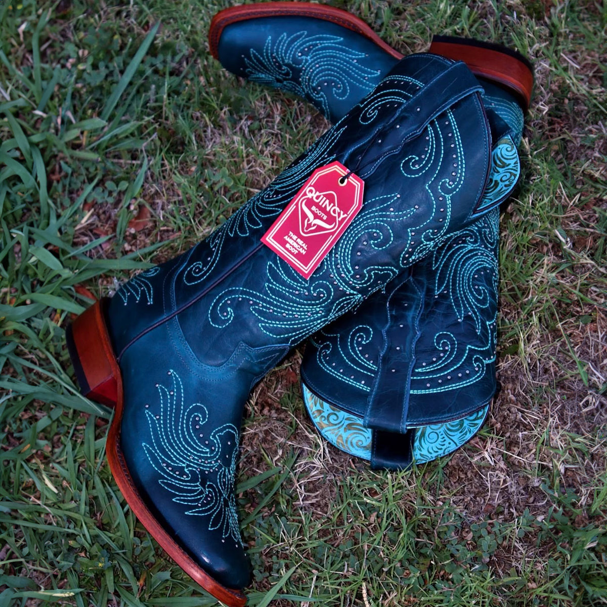 Women’s Blue Square-Toe Cowgirl Boots