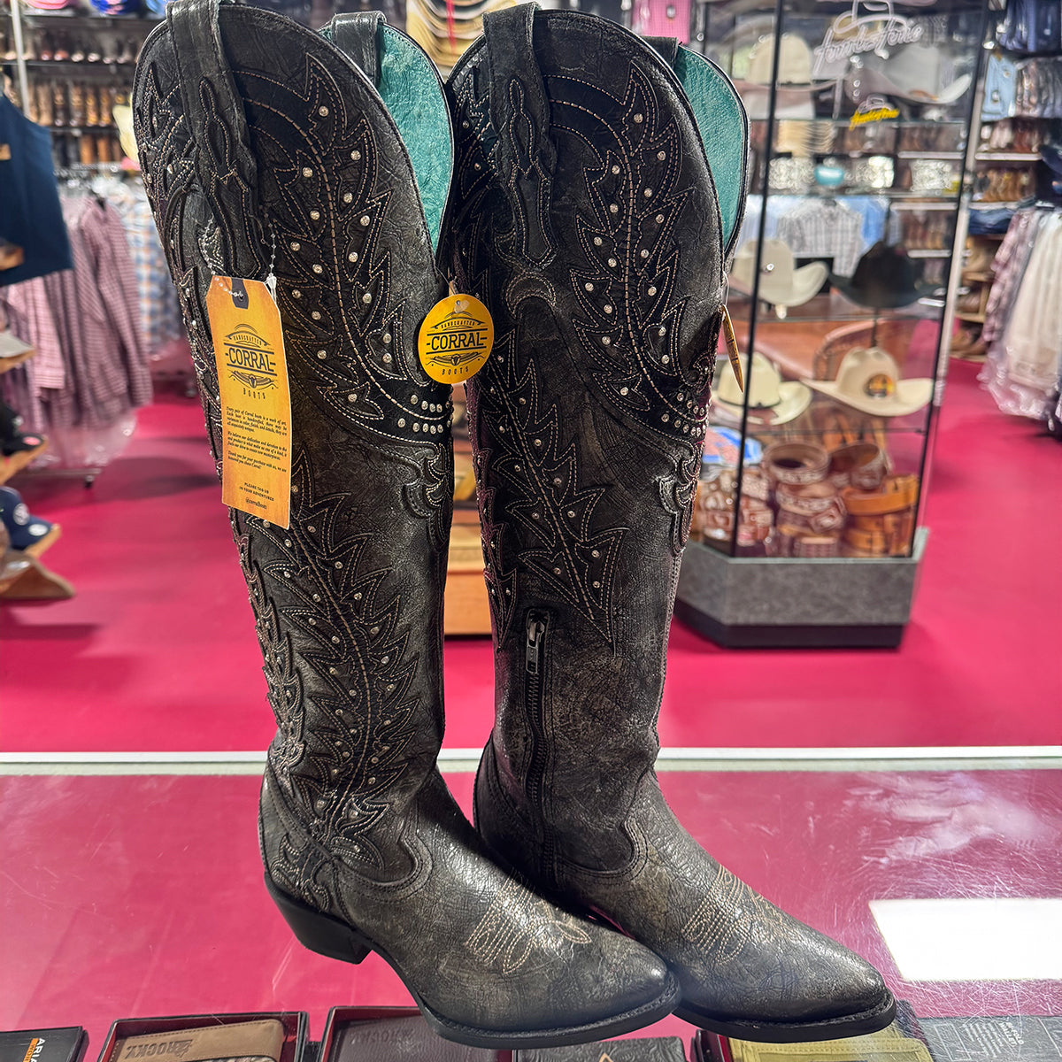 Women's Black Tall Pointed-Toe Boots