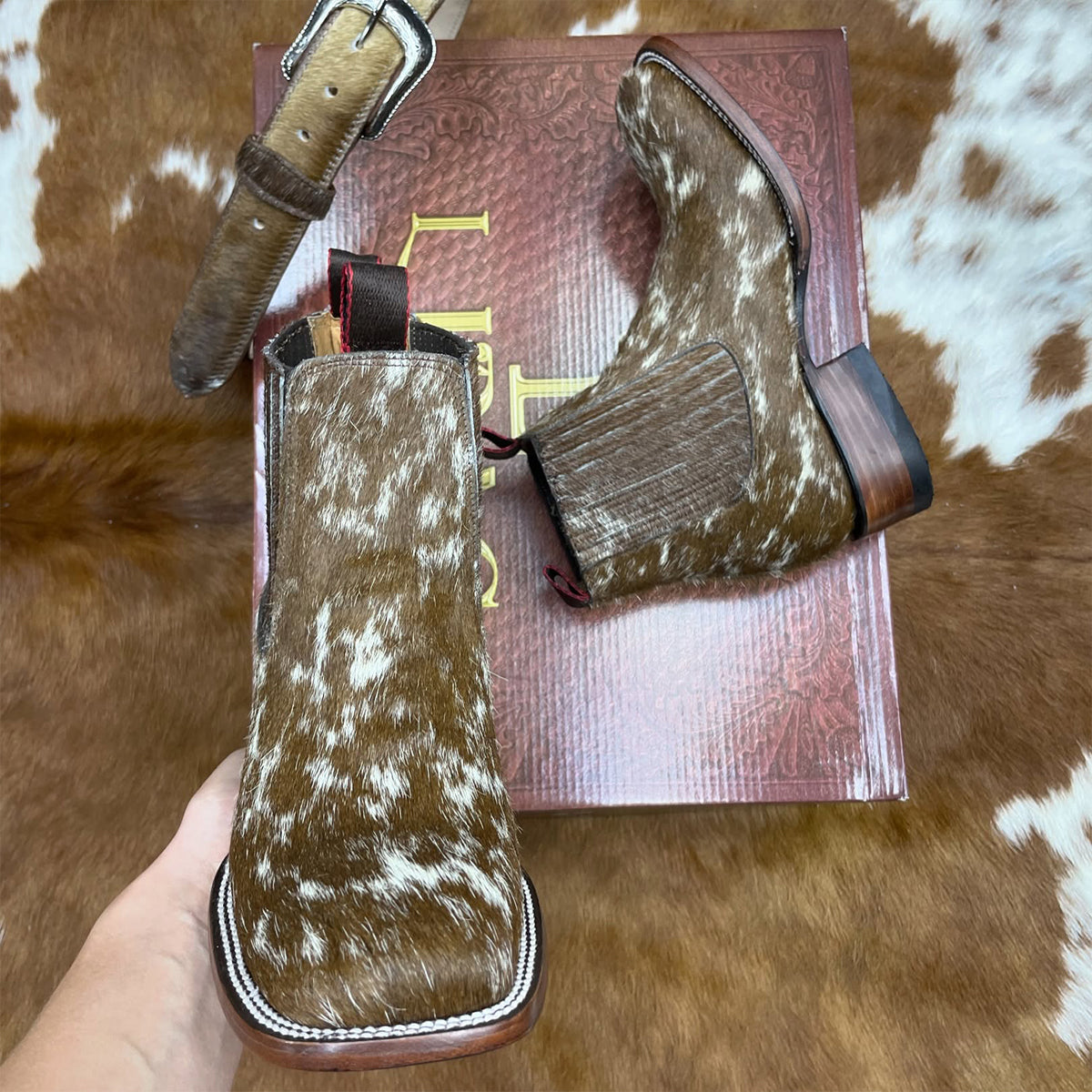 Women's Colorado Hair-On Hide Square-Toe Booties