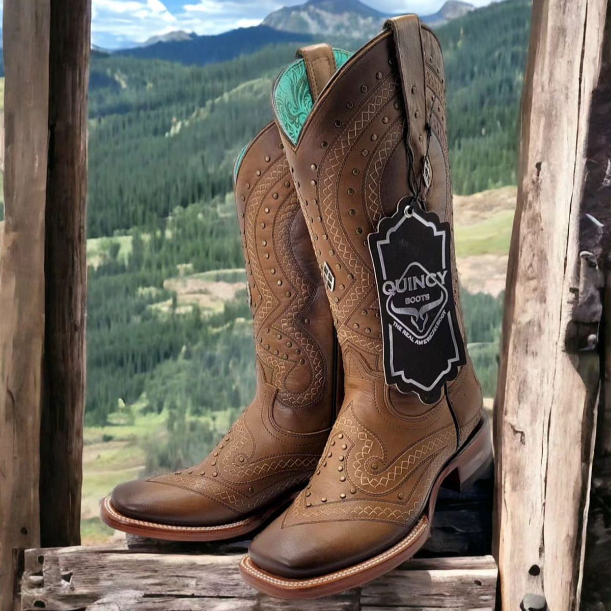 Ranchera Bronze Cowgirl Boots with Stylish Square Toe