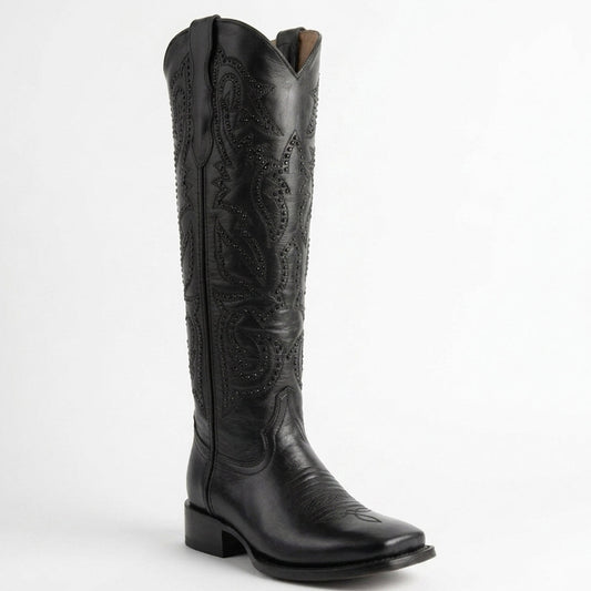 Dakota 17" Women's Black Studded High-Shaft Western Boots
