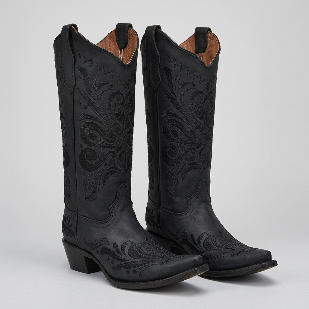 Corral Women's Black Embroidered Snip Toe Cowgirl Boots