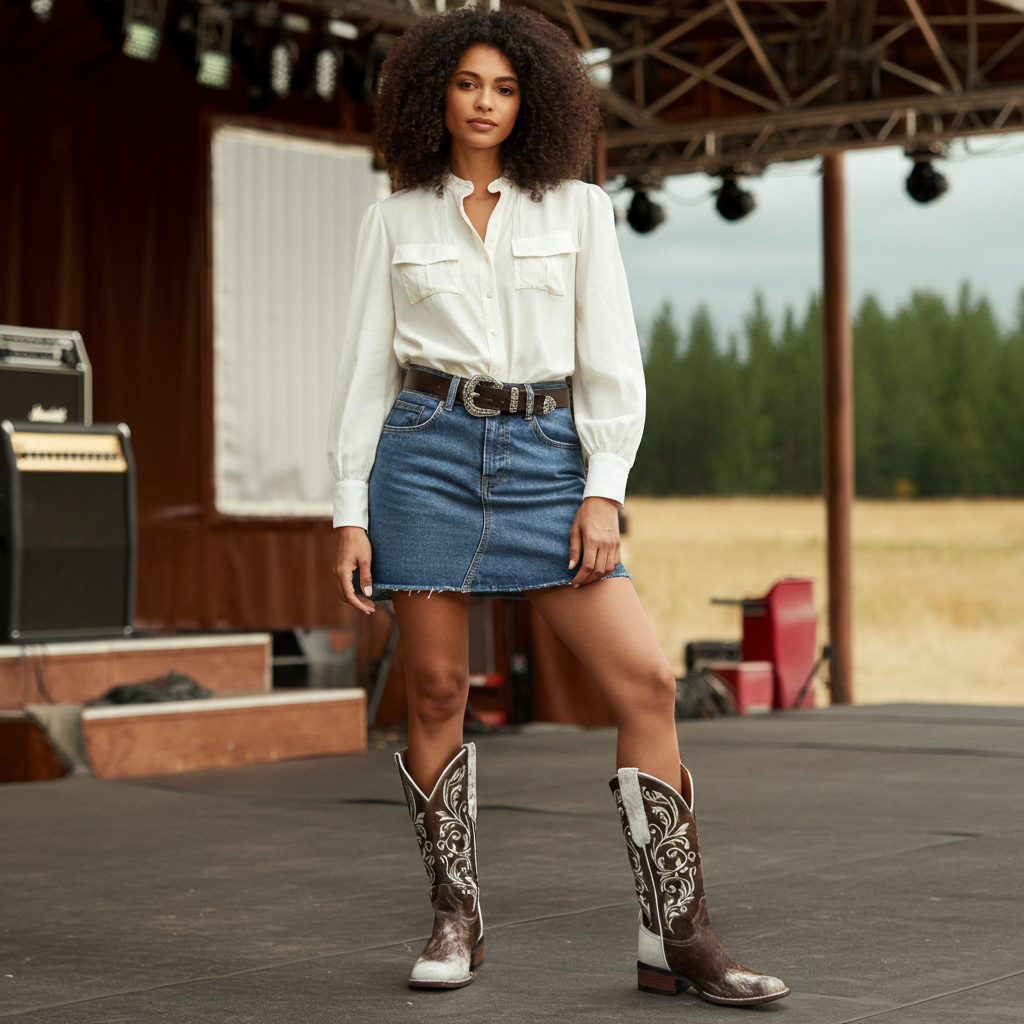 Chedron Women’s Hair-On Hide Square-Toe Boots