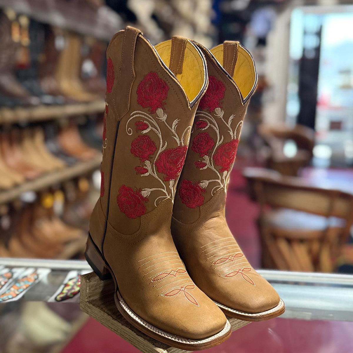 Women's Floral Square-Toe Cowboy Boots