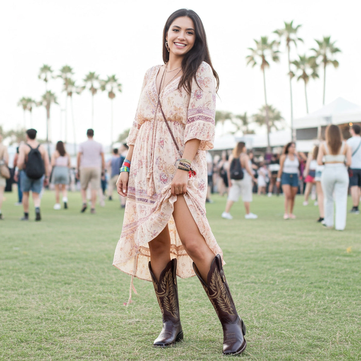 Brown Square-Toe Cowgirl Boots