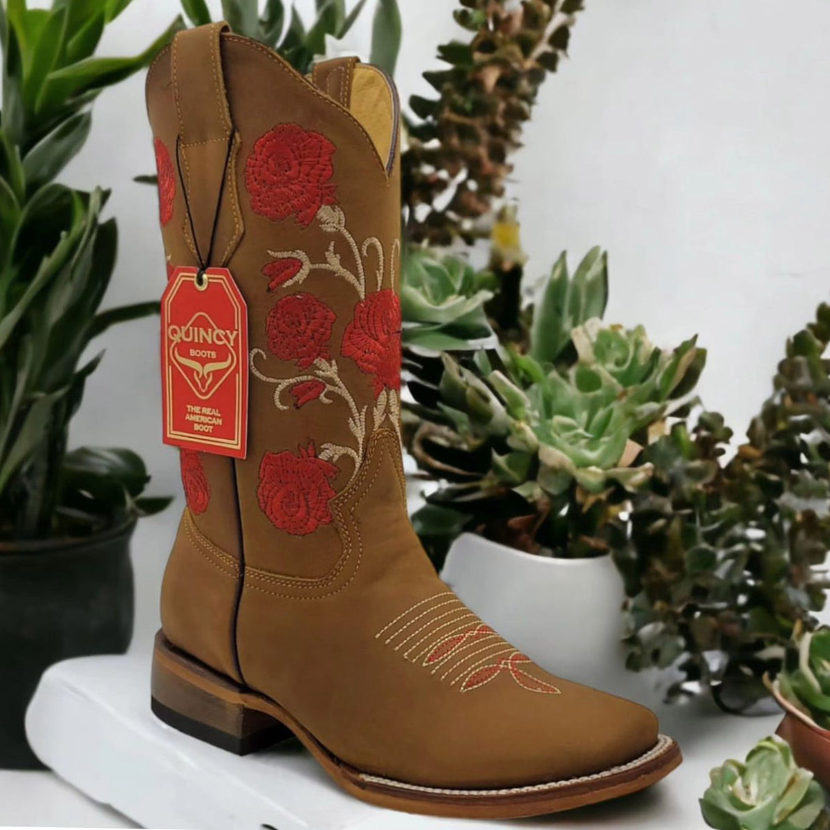 Women's Floral Square-Toe Cowboy Boots