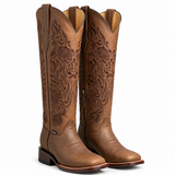 Valencia brown floral cowgirl boots, pair