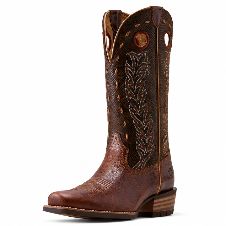 Ariat Lucera brown square-toe boots, opposite three-quarter view
