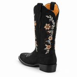 Black Garden Zip Embroidered Square-Toe Boots — rear view (AI-generated image)