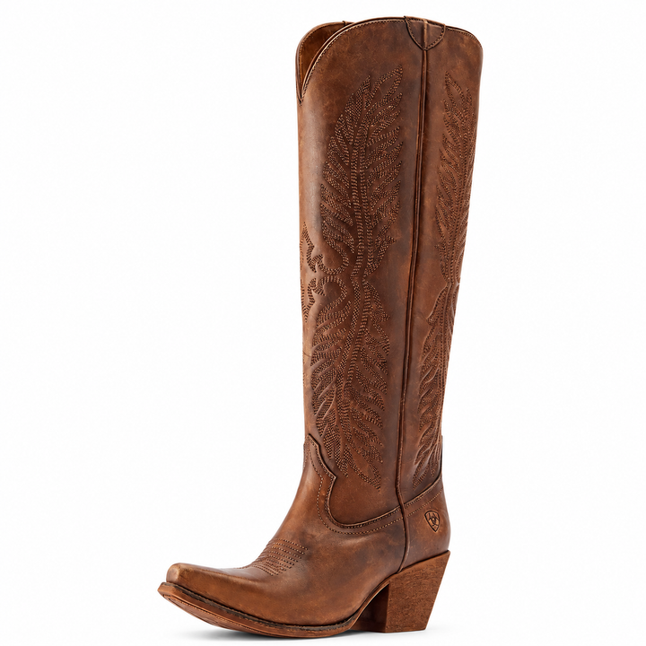 Ariat Guinevere brown embroidered tall boot, three-quarter view