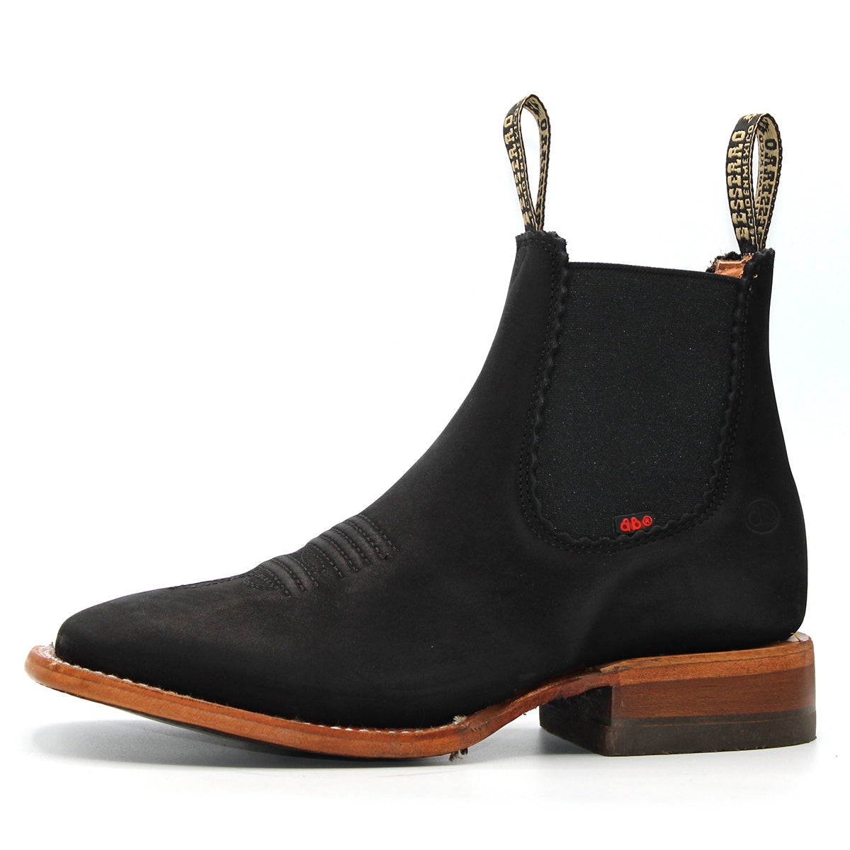 Besserro Women's Black Square-Toe Chelsea Cowgirl Boots