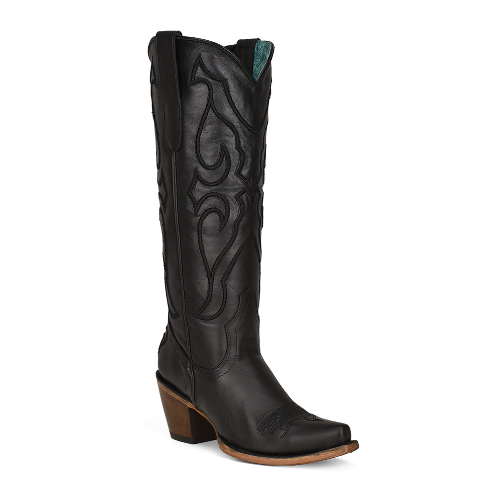 Women's Tall Black Snip-Toe Boots
