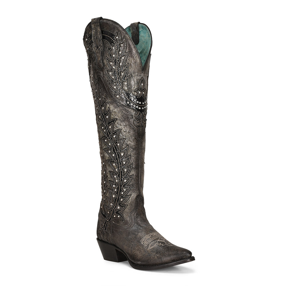 Women's Black Tall Pointed-Toe Boots