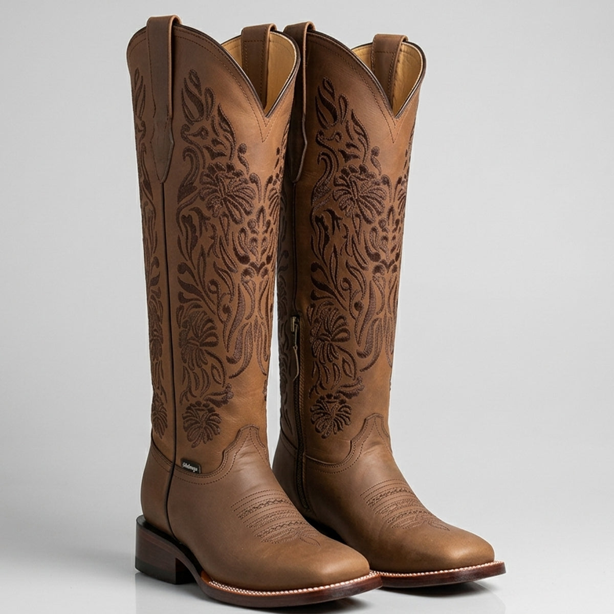 Doble R Women's Valencia 16" Floral Brown Cowgirl Boots