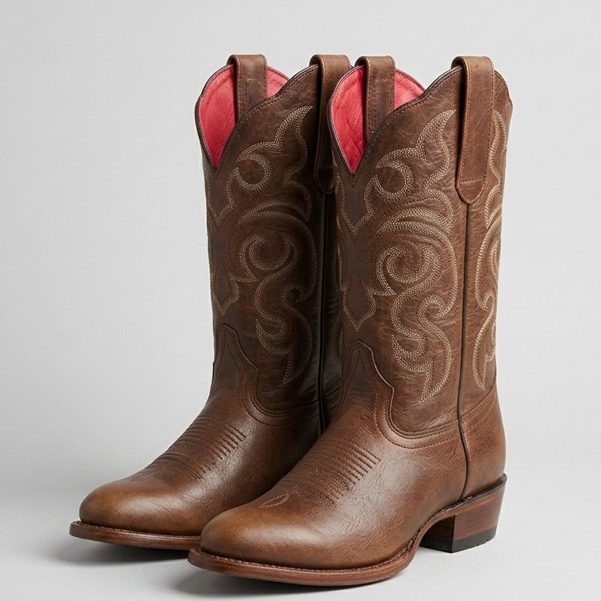 Los Altos Women’s Walnut Brown R-Toe Western Boots – Classic Western Style
